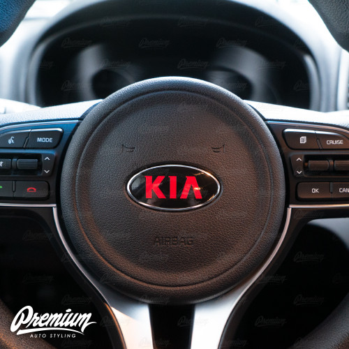 Front, Rear, & Steering Wheel Emblem Overlay Set (Choose Your Color) | 2017-2021 Kia Sportage