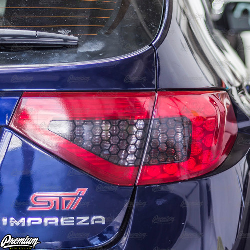 Tail Light Overlay- Red Tint + Smoke Honeycomb Tint | 2008-2014 Subaru WRX/STI Hatchback