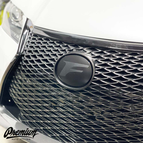 Carbon Stealth - Front Vinyl Emblem Vinyl Overlay | Lexus  "F" Logo - IS350, IS250, 200T, GS]