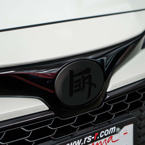 Front & Rear Emblem Overlays - Black Stealth TEQ brushed script logo | 2023+ Toyota GR Corolla