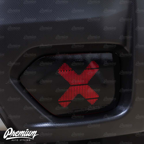 Rear Bumper Reflector with X - Cut Out Vinyl Overlay - Gloss Black | 2018-2022 Subaru Crosstrek