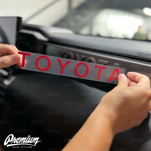 TOYOTA Dashboard Lettering Vinyl Overlays - Multiple Colors Available | Toyota Tundra & Sequoia (2022-2023)