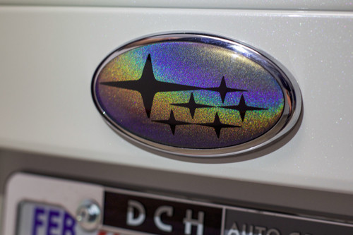 Psychedelic Front & Rear Emblem with Optional Steering Wheel Overlay ( Choose Your Star Color ) | 2008-2014 Subaru WRX / STI Hatchback