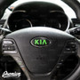 Carbon Fiber with Gloss Lime Green Kia Logo for Steering Wheel on a 2014-2016 Kia Forte Hatch