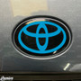 GLOSS BLACK BACKGROUND WITH GLOSS LIGHT BLUE LOGO OVERLAY