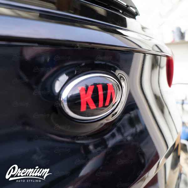 2017 2019 Kia Sportage Front Rear Emblem Vinyl Overlay Set Gloss Black Background With Logo Color Of Your Choice Matching Steering Wheel Emblem By Premium Auto Styling Aftermarket kia logo badge emblems. gloss black front rear and optional steering wheel vinyl emblem overlay set choose your color logo 2017 2021 kia sportage