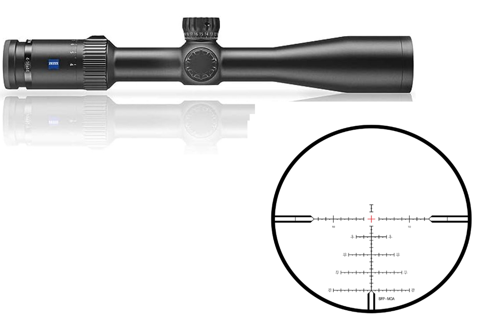 Zeiss CONQUEST V4 4-16x44 ZBi - Illum. Reticle (#68) - Ext. Elevation Turret - Ballistic Stop - .25 MOA - Parallax Adj. 522935 9968 080 Zeiss ZEI-522935 9968 080