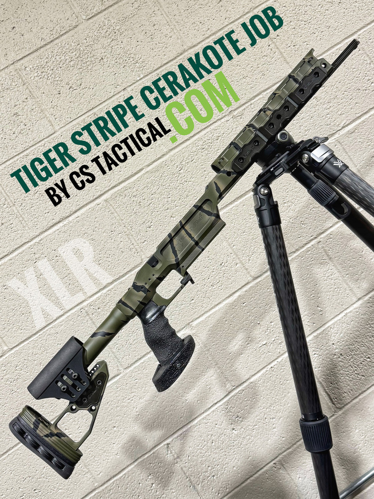 XLR Envy Pro Chassis - Rem700 LA and Clones - Ergo Grip - Black Anodized - TR2 - JV Comp Kit - Tiger Stripe Cerakote (Display)
