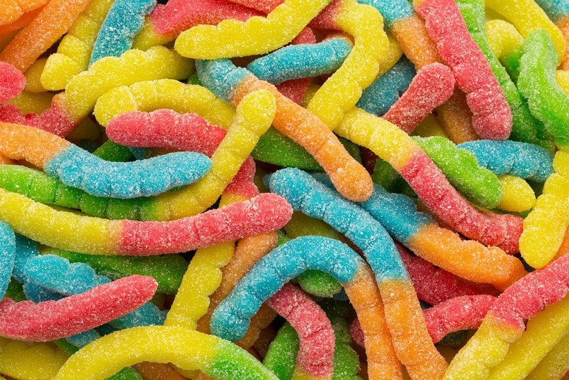 Sour Neon Inch Worms - 6 OZ