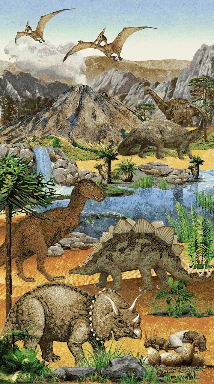 Stonehenge Dinosaurs Assorted Prehistoric Animal Scene Panel