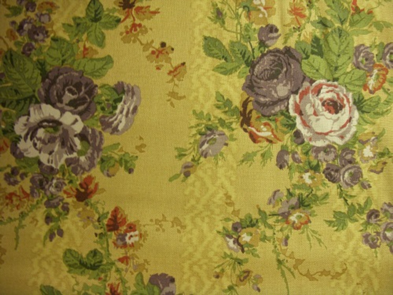 Purple Green And Brown Large Floral Print On Brown Fabric 8242 004 Yorktown Collection Blue Hill Fabrics