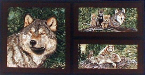 Wolves - 3 Scene 23" Fabric Panel - 3732-8754L-9