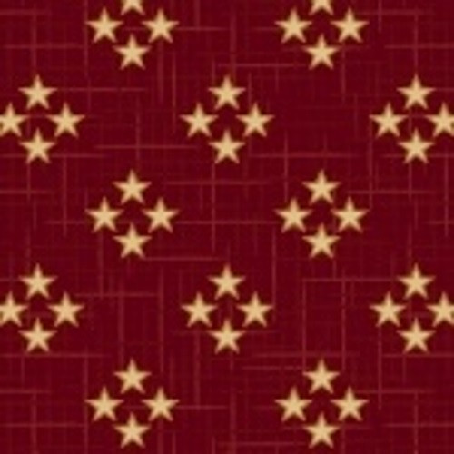 TAN FOUR STAR CLUSTERS ON RED FABRIC