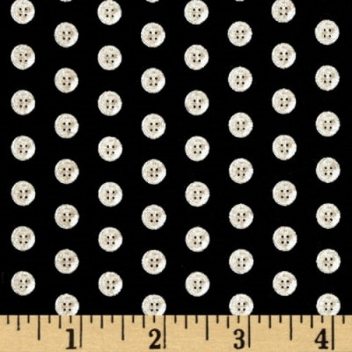 White Buttons on Black Fabric - 1649-24164-J
