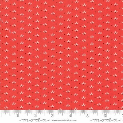  WHITE FLOWERS WITH DARK RED BASES ON TOMATO RED FABRIC - 20328-11