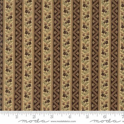 BROWN &TAN ACORN & CHEVRON BORDER STRIPE FABRIC - 42281-11