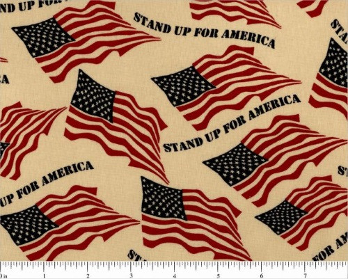 STAND UP FOR AMERICA WITH FLAGS ON OFF WHITE 108" WIDE BACKING - CD-17000-001