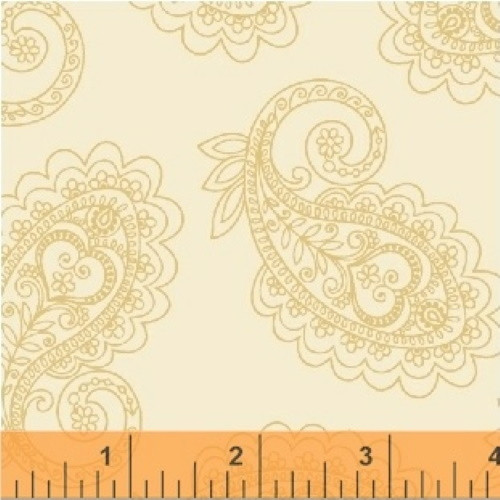 GOLD PAISLEY PATTERN ON BEIGE FABRIC - 43098-4 - Grace II