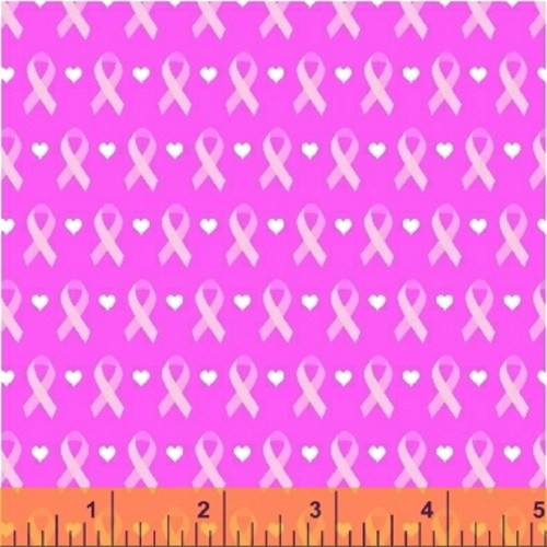 Linear Ribbons and Hearts on Pink Fabric - 39710-3