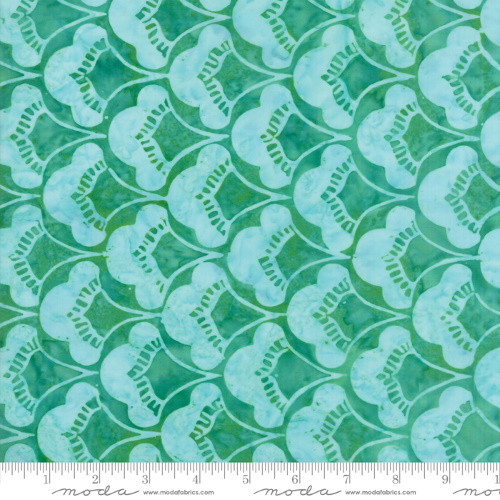 Palm Green with Light Green 'PALM 'Scalloped Fan Print Batik Fabric  - 27258-50