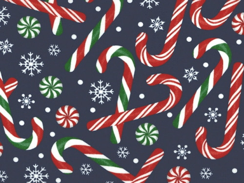 CANDY CANES, MINTS AND SNOWFLAKES ON DARK BLUE FABRIC - BD-49697-A01