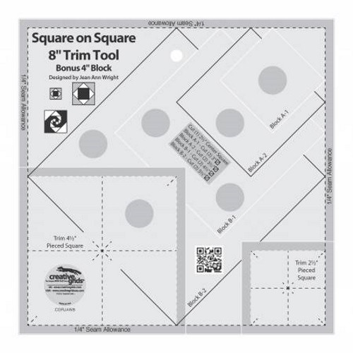 Square on Square 8" Trim Tool Quilt Ruler - CGRJAW8