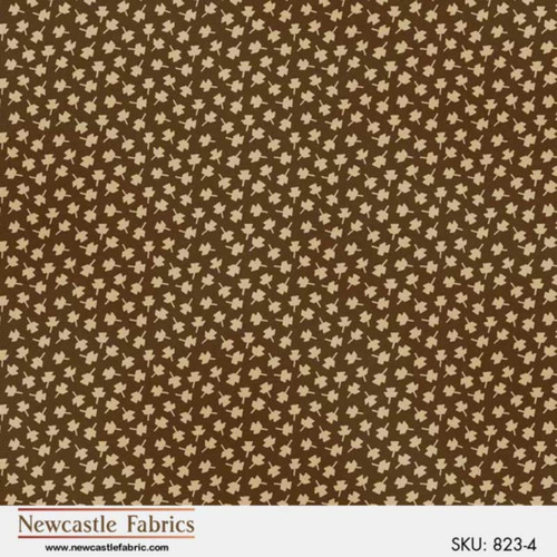 Small Beige Leaves on Brown - 823-04