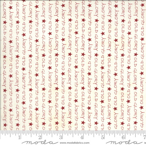 Red Old Glory and Stars on Cream Fabric - 49120-11