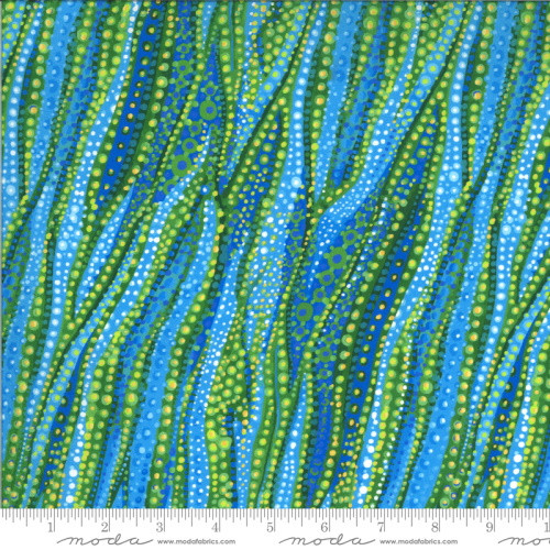 Dreamscapes Digital Blue Green Wavy 'Leaves' - Cross Ways Fabric - 51244-14D