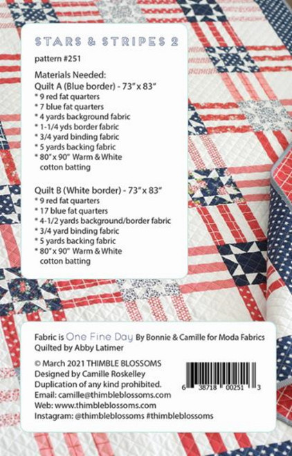 Stars & Stripes 2 - 2 Fat Quarter Friendly Quilts - TB-251 back