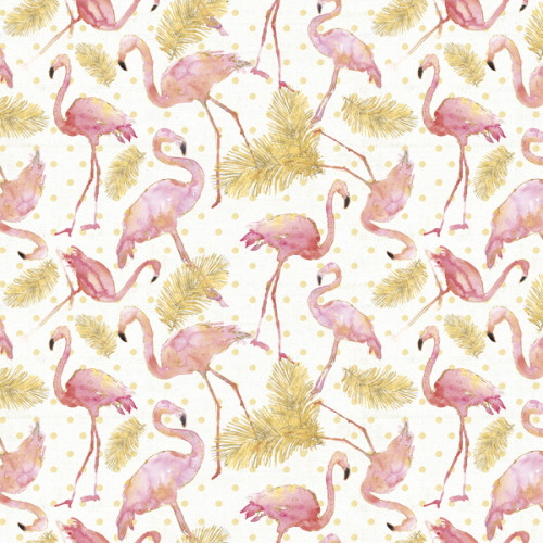 Flamingo Paradise - Tossed Flamingos Fabric - WA-4168-8C-1