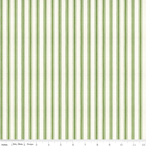 Green Candy Cane Ticking Stripe Fabric - C9670 Green