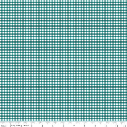 Teal and White 1/8" Checked Fabric - C440 Teal