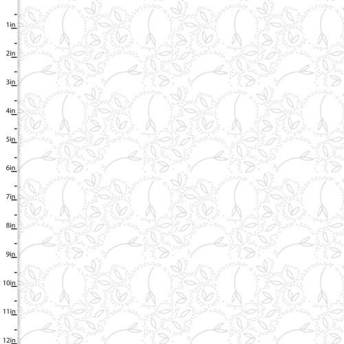 White Vines and Dots on White Fabric - 17268-WOW-CTN-D