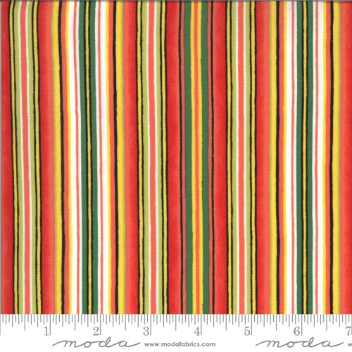 Multi Color Tomato Red Accent Stripe Fabric - 19972-13