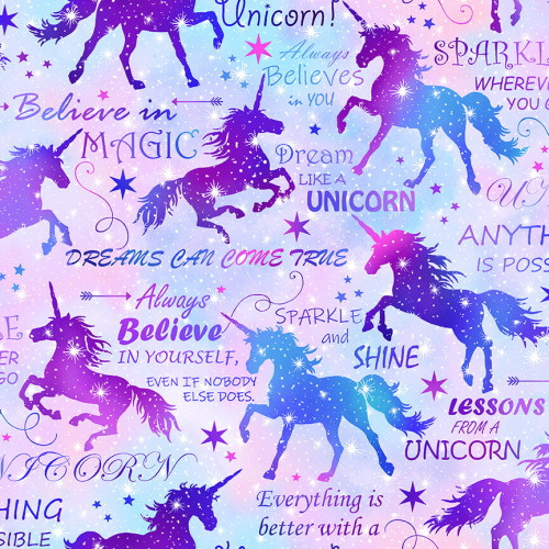 Pinks Royal Unicorn Silhouette Fabric - 2725-27