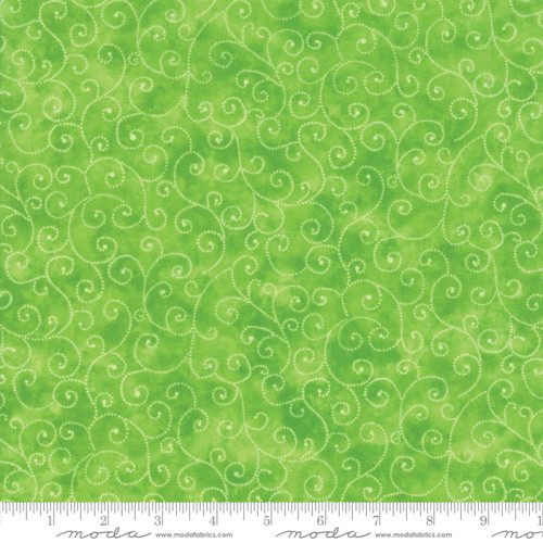 White Swirls on Lime Green Fabric - 9908-44