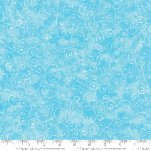 White Swirls on Turquoise Fabric - 9908-74