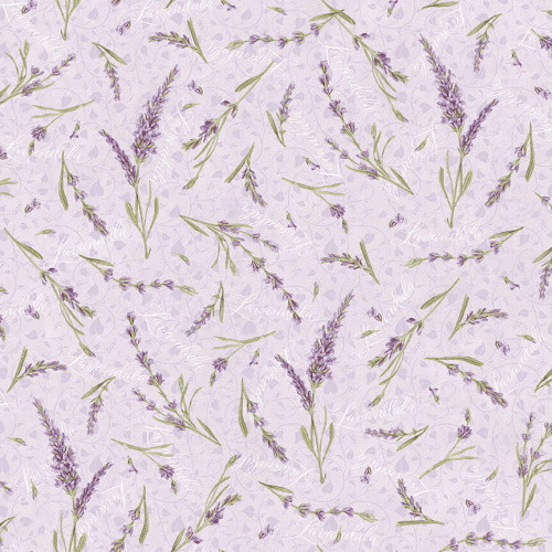 Lavender and Vines on White Fabric - 9872-56