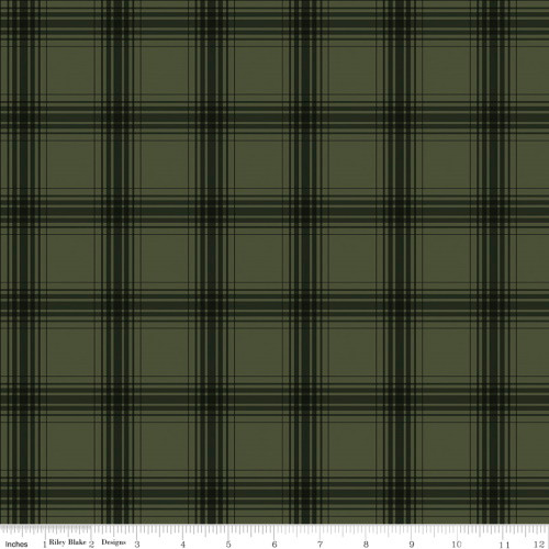 Dark Green on Forest Green Plaid Fabric - C10955 Forest