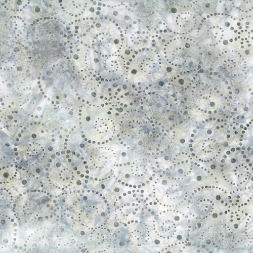 Gray Pointillist Scrolls on Light Blue Batik Fabric - 1400-22264-419