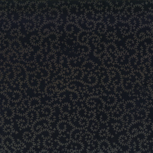 Tan Diagonal Vines on Black Batik Fabric - 1400-22263-999