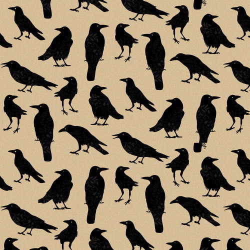 Crow Toss on Tan Fabric - 2798-32 Tan