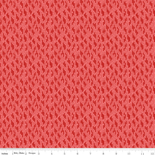 Tonal Red Bars and Wavy Lines Fabric - C12289 Red