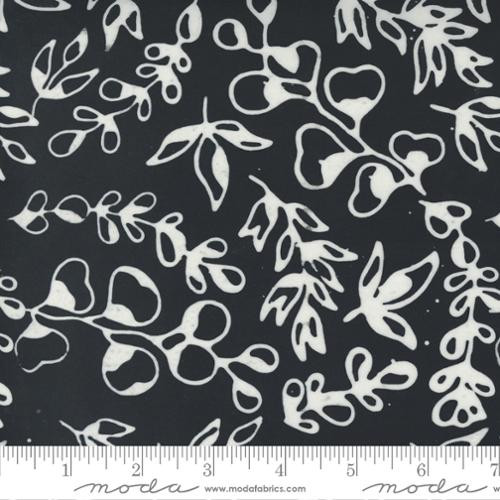 White Vines on Coal Black Batik Fabric - 4360-29