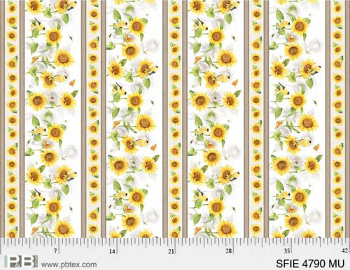 Sunflower Field Border Stripe Fabric - SFIE-4790-MU