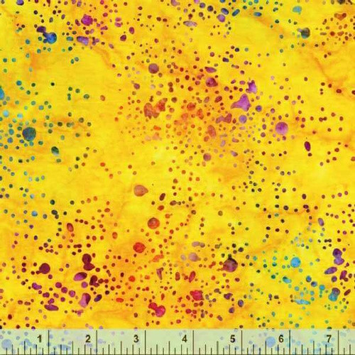 Paint Splatters on Yellow Batik Fabric - 859Q-4