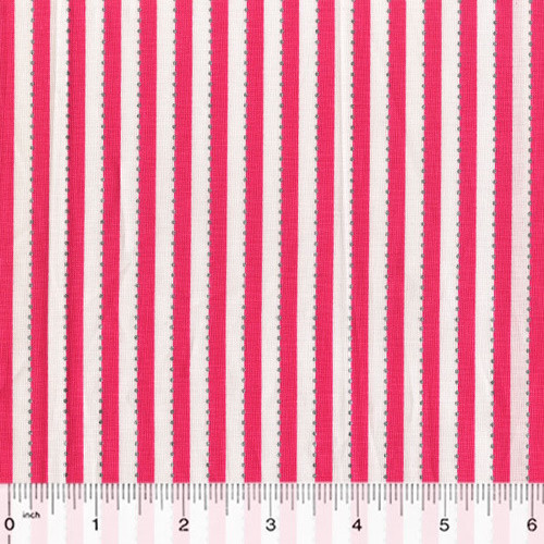 Dragonfruit Pink and White Striped Hand Made Batik Fabric - BC28Q-3