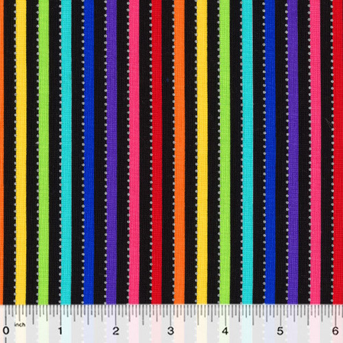 Rainbow Stripes on Black Fabric - BC28Q-15