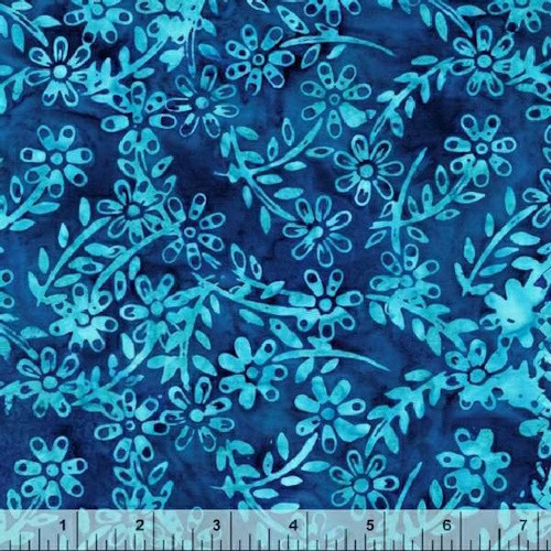 Tiger Lily Floral Pattern on Navy Blue Batik Fabric - 3287Q-X